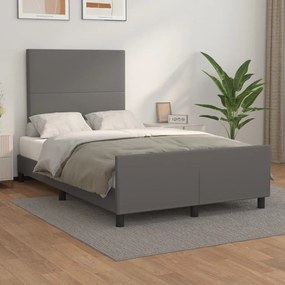 3125443 vidaXL Cadru de pat cu tăblie, gri, 120x200 cm, piele ecologică