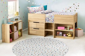 BAMBINO 47890 rotund covor lavabil Puncte pentru copii anti-alunecare - alb / maro