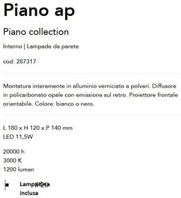 Aplica LED ambientala cu spot reglabil Piano ap alba