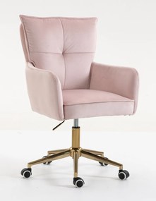 HR250K Scaun Catifea Roz Pudra Bază Aurie