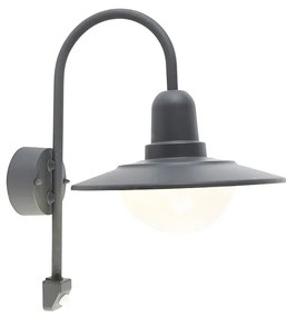 Aplică modernă de perete gri închis IP44 cu senzor de mișcare - Herman