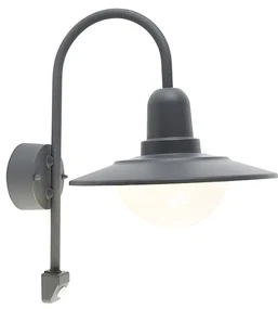 Aplică modernă de perete gri închis IP44 cu senzor de mișcare - Herman