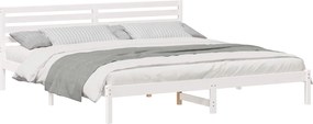 vidaXL Cadru de pat cu headboard Alb 200 x 220 cm Lemn de pin masiv