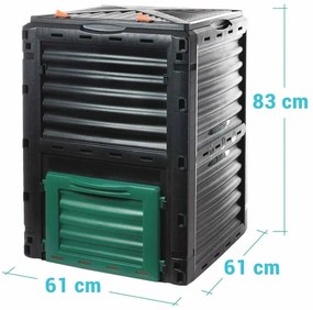 Composter, 300 l, negru, 80 x 59 x 60 cm