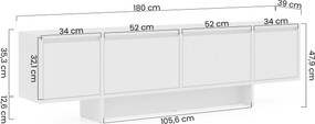 Dulap TV cu patru uși Zolia 180 cm na cokole - nuc elegant