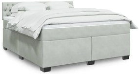 vidaXL Pat box spring cu saltea, gri deschis, 180x200 cm, catifea