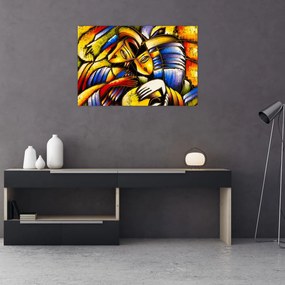 Tablou - Pictură în ulei, îndrăgostiții (90x60 cm)