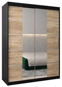 Dulap de haine 150 cm Verika 4 150 (negru + stejar sonoma). 1064282