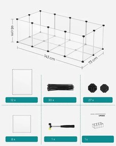 Gard pentru animale mici din plastic transparent BEN, 143x71x47cm, transparent SongmicsHome