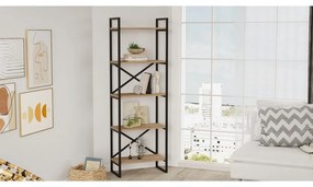 Etajeră negru/natural cu aspect de lemn de stejar 58x175 cm Dusan – Marckeric