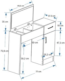 Măsuță de toaletă Nukela 2 (pin atlantic + antracit) . 1094103