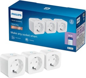 Philips - Set de 3 prize inteligente SCHUKO 2300W Wi-Fi