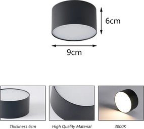 Brilagi - Plafonieră LED pentru baie FORIS LED/9W/230V Ø 9 cm, negru, IP44