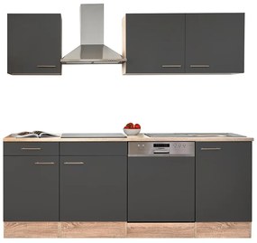 Mobilă de bucătărie Yorki 220, corp din stejar sonoma, cu față antracit satinat