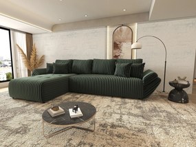 Colțar extensibil dumonde cu ladă de depozitare si sezut confortabil din spuma high-density, Berlin XL Ambience Green 350x185 cm