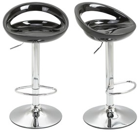 Set 2 scaune de bar, Rotire 360 °, Structura din metal, plastic ABS, negru 46x41x76-96cm HOMCOM | Aosom RO