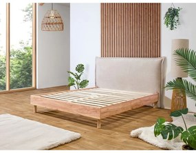 Pat matrimonial bej/natural cu somieră 180x200 cm Charlie – Bobochic Paris