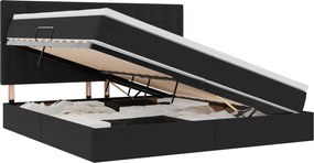 vidaXL Pat cu saltea și spațiu de depozitare Negru 200 x 200 cm