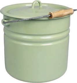 Găleată decorativă vintage cu capac din oțel emailat, verde 12L „Emil’s”