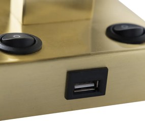 Lampă de perete inteligentă aurie cu USB și abajur negru, inclusiv WiFi A60 - Brescia