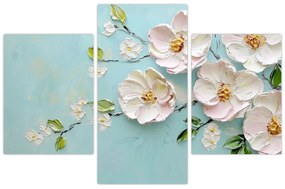 Tablou - Flori pe fundal albastru (90x60 cm)