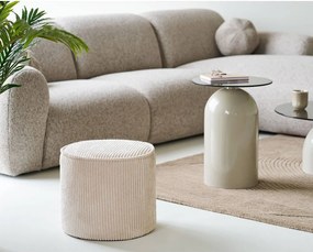 Puf bej cu tapițerie din catifea reiată Taupo – House Nordic