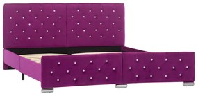 Cadru de pat, violet, 160 x 200 cm, material textil Violet, 160 x 200 cm