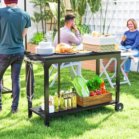 HOMCOM Cărucior de grădină din oțel cărucior de serviciu cu roți cu blat de lucru 135 x 55 x 86,5 cm negru | Aosom Romania