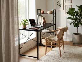 Birou cu raft LOFTY 120x60 cm, negru