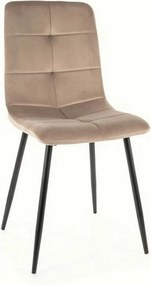 Scaun bucatarie metalic IVO, bej/negru, stofa catifelata, 45x39x91 cm
