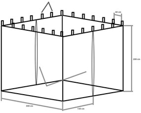 Plasă de țânțari pentru corturi de grădină 3 x 3 m - ALB