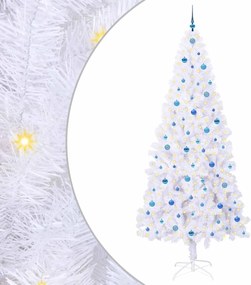 vidaXL Brad de Crăciun artificial cu 300 LED Alb 240 cm PVC și Oțel