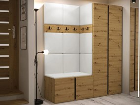 Mobilier Hol Timothy III (Stejar artisan + Stejar artisan + Negru) (piele ecologică Soft 017 (Alb)). 1059874
