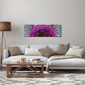 Tablou abstrac - crengi violete (cu ceas) (90x30 cm)
