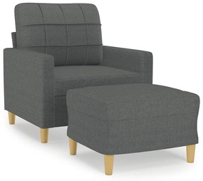 3200994 vidaXL Fotoliu canapea cu taburet, gri închis, 60 cm, textil