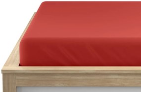 Cearsaf Jersey EXCLUSIVE cu elastic rosu 160 x 200 cm