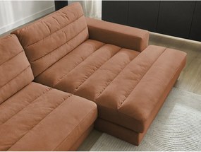 Colțar portocaliu cu tapițerie din catifea (cu colț pe partea dreaptă/cu șezlong) Sierra – Bobochic Paris