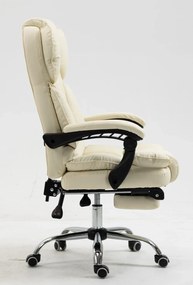 Scaun directorial, cu Masaj și Încălzire, suport picioare, funcție sezlong, piele PU, Ivory