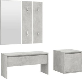 vidaXL Set de mobilier pentru hol, gri beton, lemn prelucrat