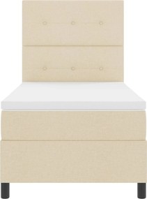 vidaXL Pat cu arcuri cu saltea cu led Crem 80 x 200 cm țesătură