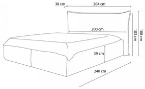 Pat matrimonial 160x200 cm gri deschis tapițat cu spațiu de depozitare cu somieră Jade – Bobochic Paris