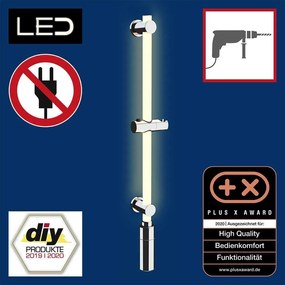 Tijă de duș argintie de montat pe perete 74 cm LED – Wenko