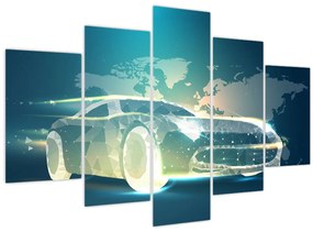 Tablou - Mașină din forme geometrice (150x105 cm)