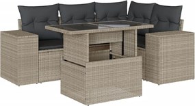 vidaXL Set canapele de grădină cu perne, 5 piese gri deschis poliratan