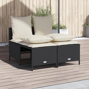 368380 vidaXL Set mobilier de grădină cu perne, 4 piese, negru, poliratan