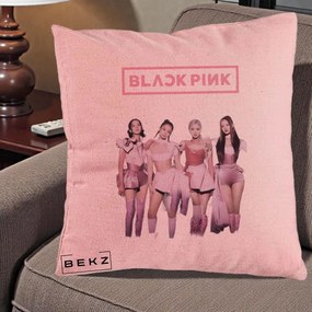 Perna Personalizata K-pop BLACKPINK Fotografie Grup Tinute Roz, 40x40 cm, Roz, Husa Detasabila, Perna Inclusa, BEKZ®