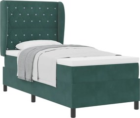 vidaXL Pat cu arcuri cu saltea Verde închis 200 x 100 cm Catifea