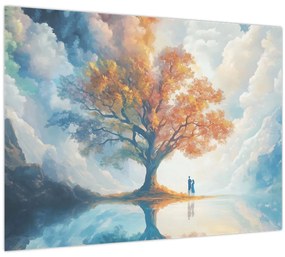 Tablou pe sticlă – Arborele vieții și al iubirii (70x50 cm)