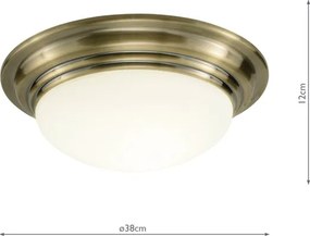 Där Lighting BAR5075 - Plafonieră de baie BARCLAY 1xE27/60W/230V, Ø 38 cm, alamă