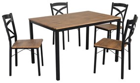 Set mobilier sufragerie Hungria (stejar închis + negru) (pentru 4 persoane). 1116359